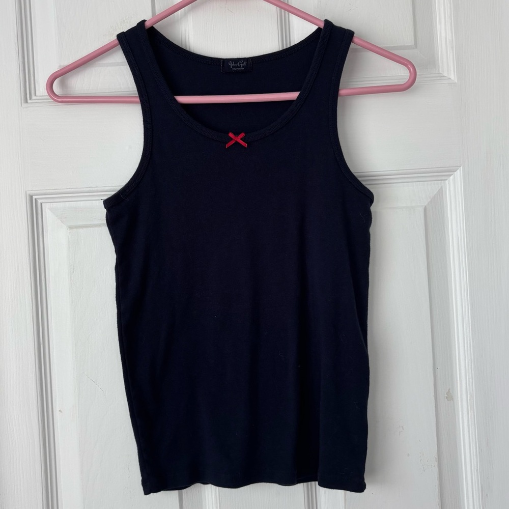 Brandy Melville John Galt Nelly Tank Navy Blue Red Bow Tank Top